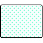 Polka Dots - Aquamarine on White Fleece Blanket (Medium) (One Side)
