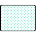 Polka Dots - Aquamarine on White Double Sided Fleece Blanket (Large) (Two Sides)