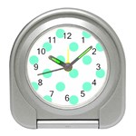 Polka Dots - Aquamarine on White Desk Alarm Clock