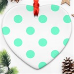Polka Dots - Aquamarine on White Ornament (Heart)