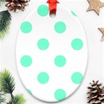 Polka Dots - Aquamarine on White Ornament (Oval)