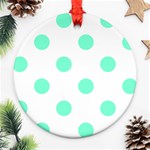Polka Dots - Aquamarine on White Round Ornament (Two Sides)