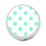 Polka Dots - Aquamarine on White 4-Port USB Hub (One Side)