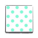 Polka Dots - Aquamarine on White Memory Card Reader (Square)