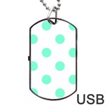 Polka Dots - Aquamarine on White Dog Tag USB Flash (Two Sides)