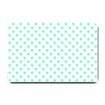 Polka Dots - Aquamarine on White Small Doormat