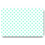 Polka Dots - Aquamarine on White Large Doormat