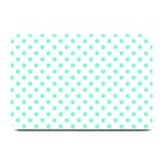 Polka Dots - Aquamarine on White Plate Mat