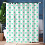 Polka Dots - Aquamarine on White Shower Curtain 60  x 72  (Medium)