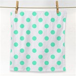 Polka Dots - Aquamarine on White Face Towel