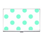 Polka Dots - Aquamarine on White Business Card Holder