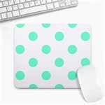 Polka Dots - Aquamarine on White Large Mousepad