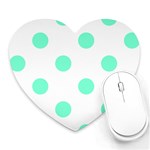 Polka Dots - Aquamarine on White Heart Mousepad