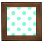 Polka Dots - Aquamarine on White Framed Tile