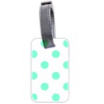 Polka Dots - Aquamarine on White Luggage Tag (Two Sides)