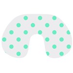 Polka Dots - Aquamarine on White Travel Neck Pillow