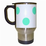 Polka Dots - Aquamarine on White Travel Mug (White)