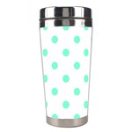 Polka Dots - Aquamarine on White Stainless Steel Travel Tumbler