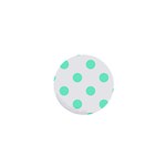 Polka Dots - Aquamarine on White 1  Mini Button