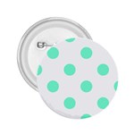 Polka Dots - Aquamarine on White 2.25  Button