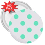 Polka Dots - Aquamarine on White 3  Button (100 pack)