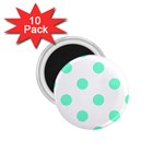 Polka Dots - Aquamarine on White 1.75  Magnet (10 pack)