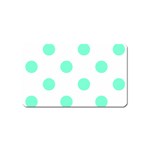 Polka Dots - Aquamarine on White Magnet (Name Card)