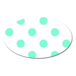 Polka Dots - Aquamarine on White Magnet (Oval)