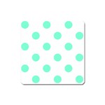 Polka Dots - Aquamarine on White Magnet (Square)