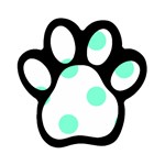 Polka Dots - Aquamarine on White Magnet (Paw Print)