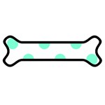 Polka Dots - Aquamarine on White Magnet (Dog Bone)