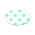 Polka Dots - Aquamarine on White Sticker Oval (10 pack)