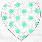 Polka Dots - Aquamarine on White Jigsaw Puzzle (Heart)