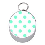 Polka Dots - Aquamarine on White Silver Compass (Mini)