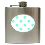 Polka Dots - Aquamarine on White Hip Flask (6 oz)