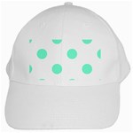 Polka Dots - Aquamarine on White White Cap