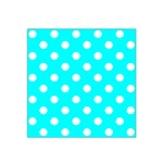 Polka Dots - White on Aqua Cyan Satin Bandana Scarf