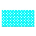 Polka Dots - White on Aqua Cyan Satin Shawl