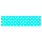Polka Dots - White on Aqua Cyan Satin Scarf (Oblong)