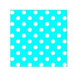Polka Dots - White on Aqua Cyan Small Satin Scarf  (Square)