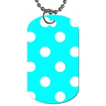 Polka Dots - White on Aqua Cyan Dog Tag (One Side)