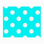 Polka Dots - White on Aqua Cyan Small Glasses Cloth (2 Sides)