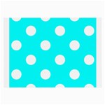 Polka Dots - White on Aqua Cyan Large Glasses Cloth (2 Sides)
