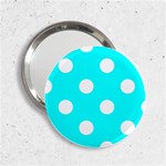 Polka Dots - White on Aqua Cyan 2.25  Handbag Mirror