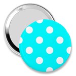 Polka Dots - White on Aqua Cyan 3  Handbag Mirror