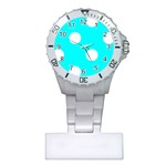 Polka Dots - White on Aqua Cyan Nurses Watch