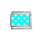 Polka Dots - White on Aqua Cyan Italian Charm (9mm)