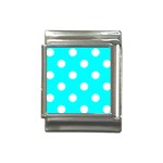 Polka Dots - White on Aqua Cyan Italian Charm (13mm)