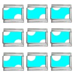 Polka Dots - White on Aqua Cyan 9mm Italian Charm (9 pack)