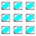 Polka Dots - White on Aqua Cyan Mega Link Italian Charm (9 pack)